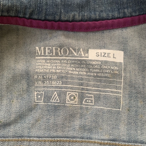 Merona Casual Button Up Denim Long Sleeve Jacket Womens Size L Blue - Picture 5 of 7